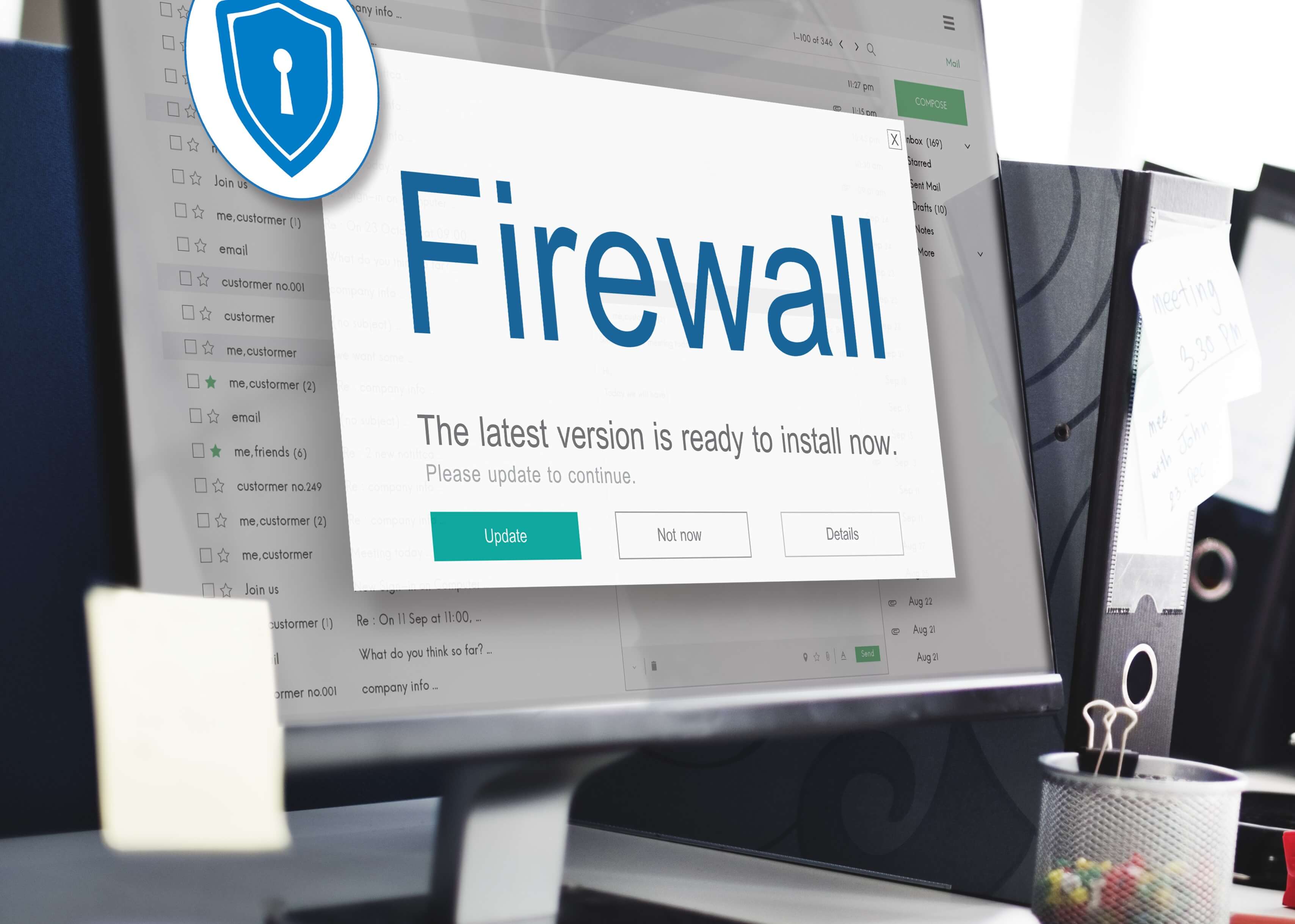 Firewall program on a computer screen